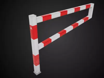  European Street Safety Barrier Props Low-poly 3D model