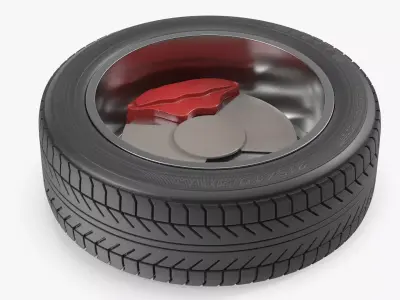 Alloy Wheel Rim with All Season Tire Silver 3D model