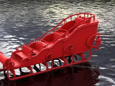 Snow sleigh of Santa Claus mid size 3D model