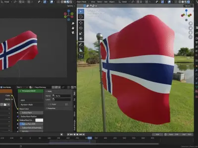 Animated Norway Flags 3D model