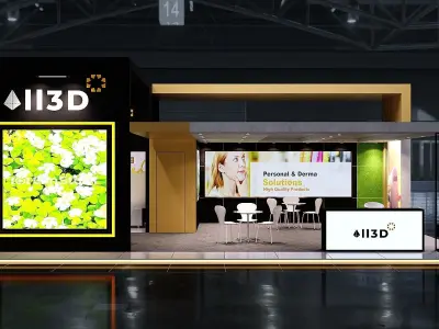 Exhibition Stand Stall 2 Side Open 10X8 3D model