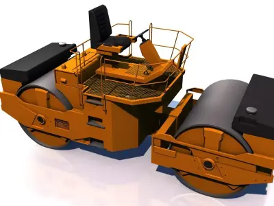 Compactor road roller Low-poly 3D model