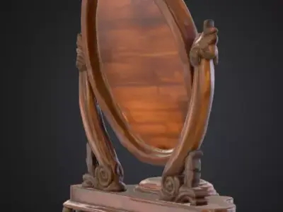 Classic Wooden Mirror Low-poly 3D model