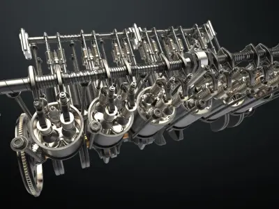 V12 Engine Working Animated 3D model