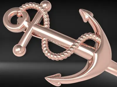 MENS ANCHOR PENDANT NECKLACE ROPE DESIGN JEWELRY 3D print model purchase