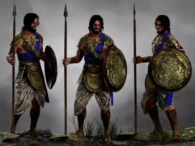 Antique Warrior Low-poly 3D model