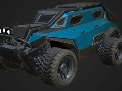 Sci-Fi Armored Racing Jeep 4X4 PBR Low-poly 3D model
