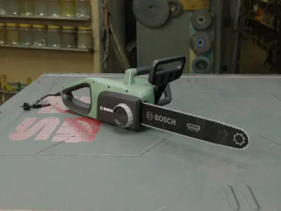 Realistic Power Tool Bosch Chainsaw with PBR Texture 3D model Low-poly 3D model