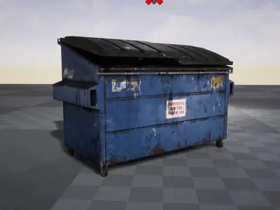 3D Dumpster Game Ready garbage can Low-poly 3D model