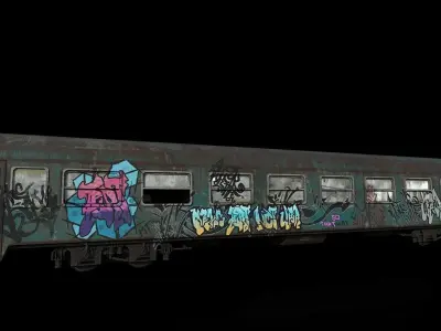 Train Wagon Vandalized Low-poly 3D model