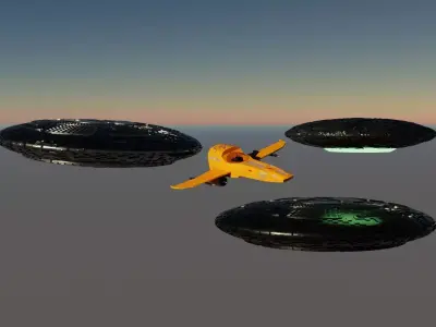 Spaceship 3D model and Kit ufo 3D models 3D Model Pack