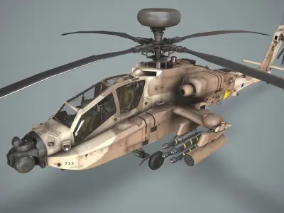  Apache AH-64D Israel Air Force Basic Low-poly 3D model