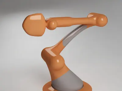 Industrial Robot arm joint orange and gray 3D model