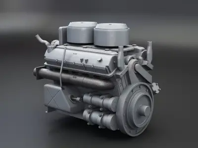 WWII V12 Tank Engine 3D model