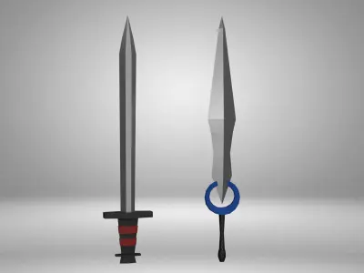 Low Poly Fantasy Sword Pack - 10 Game Ready Models Free low-poly 3D model
