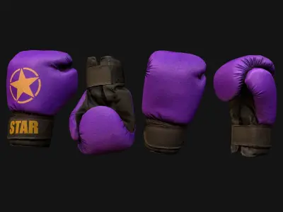 Boxing Gloves Purple Star Low-poly 3D model
