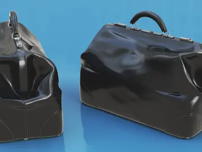 Vintage Doctors Bag Black Leather 3D model