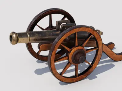 Old war cannon Low-poly 3D model