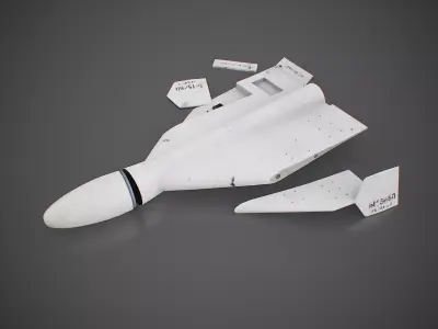 crashed Shahed-136 kamikaze drone after its fall Low-poly 3D model