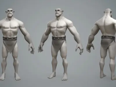 Cartoon Male fantasy character Orc Gralnok Low-poly 3D model