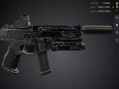 Black Machine Gun 3D model