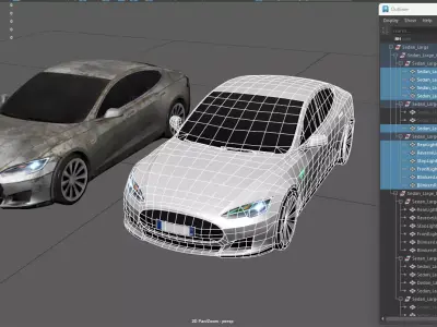 Gridlock - Electric Sedan - PBR Game ready Car low-poly 3d model Low-poly 3D model