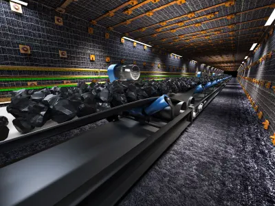 Mine tunnel - inside the coal conveyor belt 3D model