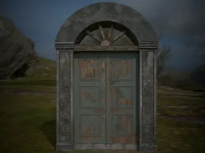 Old textured Gate  Free low-poly 3D model