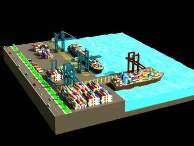 Ship port HT9 Low-poly 3D model