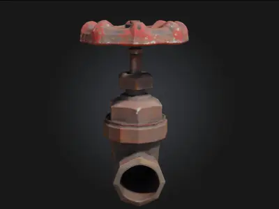 Rustic Valve Handle  Industrial Charm with Timeworn Character 3D model