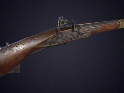 MACEGUN - Flintlock Pistol Low-poly 3D model