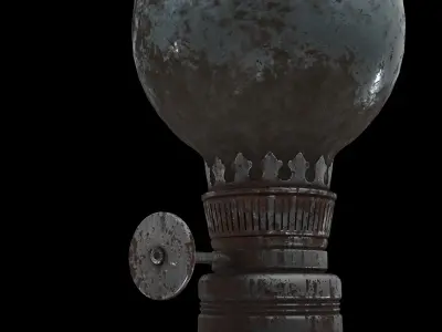 vintage chimney oil lamp 01 3D model