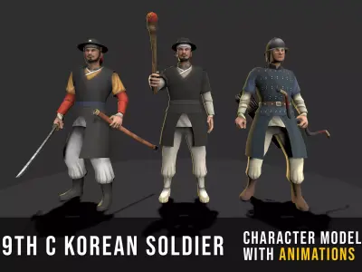 Korean Soldier - 19th Century Low-poly 3D model