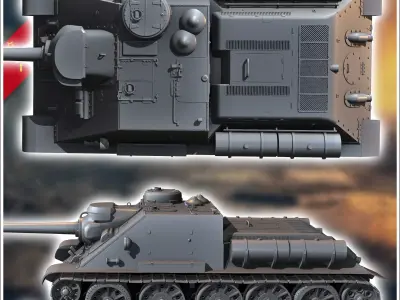 SU-85M tank destroyer - Soviet army WW2 Second World East front 3D print model