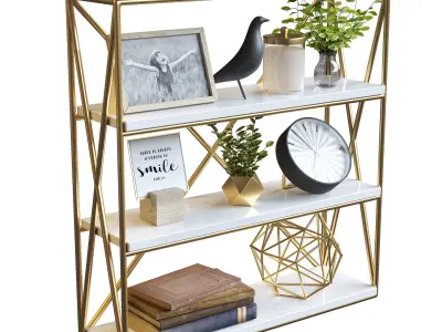 Decorative set 1 gold bookcase 3D model