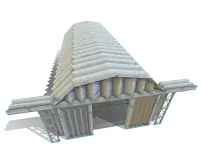 Steel Military Hangar for Plane Wide Entry Door Low-poly 3D model