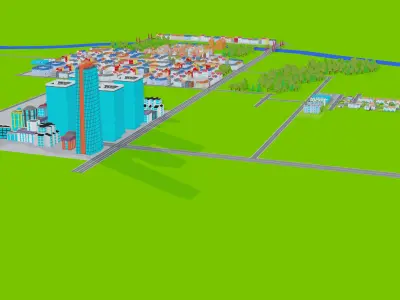 modular low poly city Low-poly 3D model