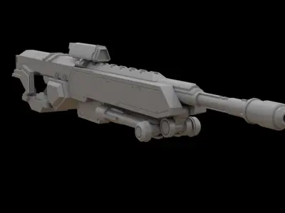 Mecha hard surface sniper rifle 3D model purchase
