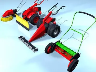 mower collection four lawn mowers and snow blower 3D model