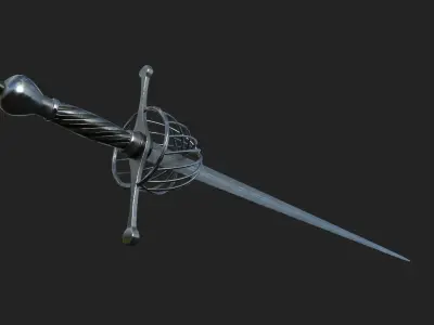 Rapier PBR GameReady sword Low-poly 3D model
