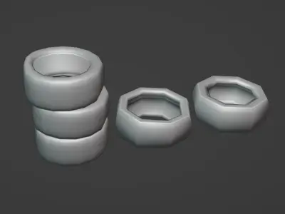Rusty  Tire - Mobile Game asset Low-poly 3D model