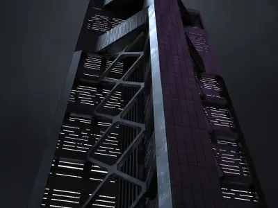 Brutalist Scifi Building 05 3D model 3D model