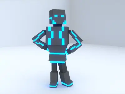 Blue Robot Rig 3D model