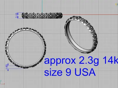 Antique style wedding band  3D print model