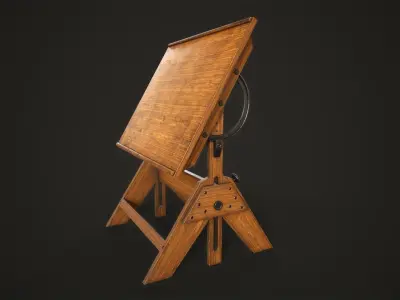 Artist drafting table Low-poly 3D model