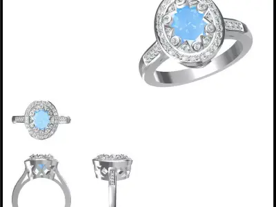 JCD Format Antique color stone rings autodesk jewelry design 3D print model