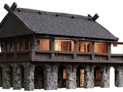 Old Medieval Building House 4K Textures GameReady 42 Low-poly 3D model