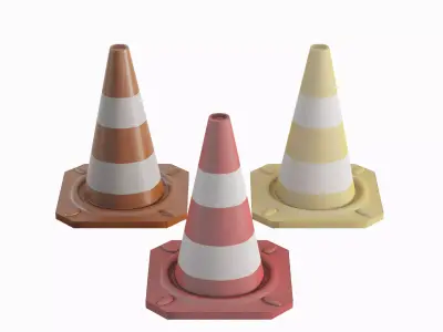Traffic Cone Set A  Low-poly 3D model
