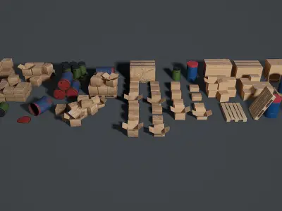 Props for the storage house Set 1 UE4 Low-poly 3D model