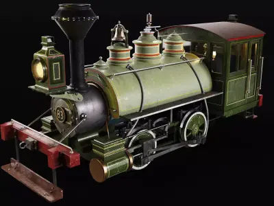 Vintage Steam Locomotive Realistic Game Ready 3D Model PBR Low-poly 3D model